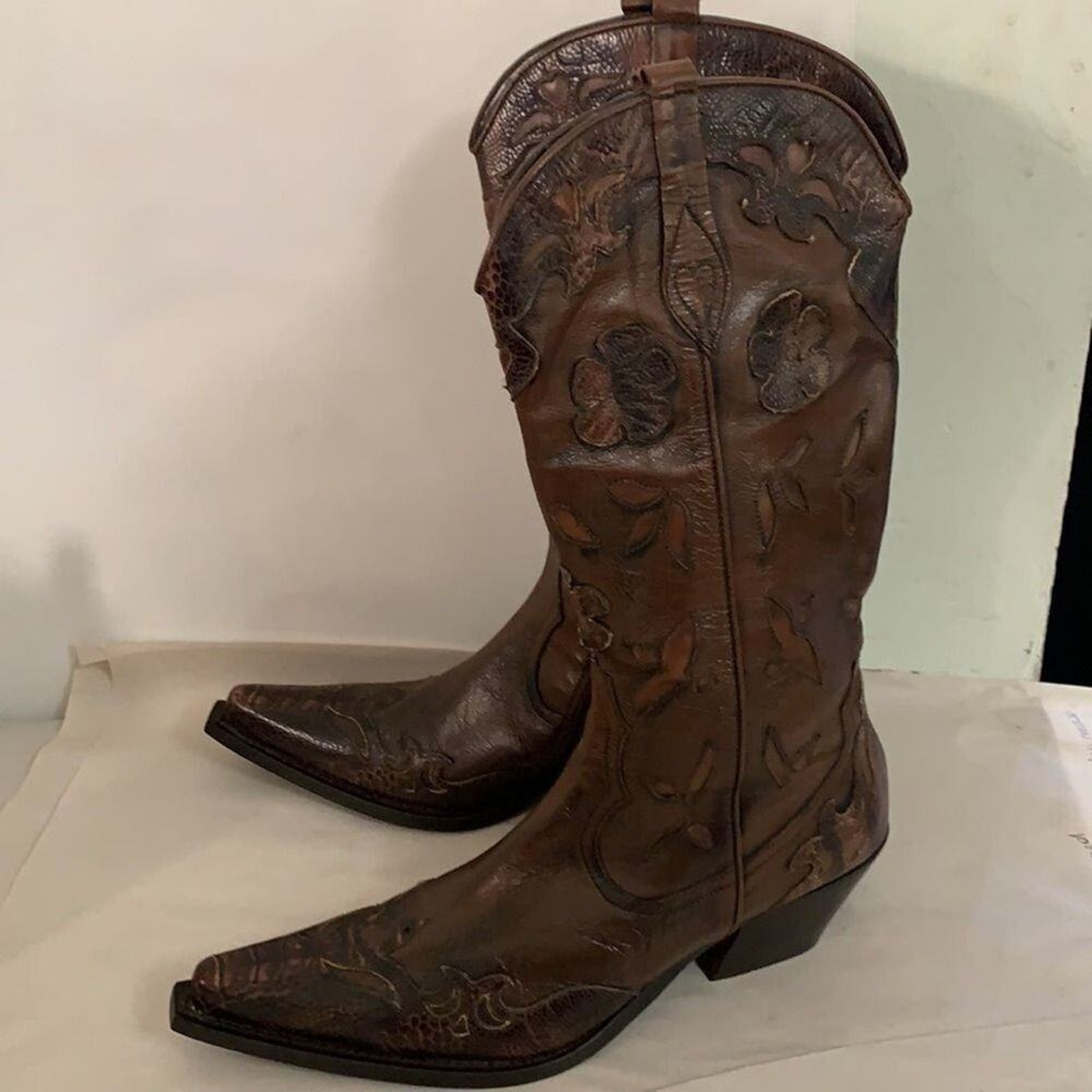 Nwot Barbara Bucci Leather Cowgirls Western Brown Boots Size 41 Made I